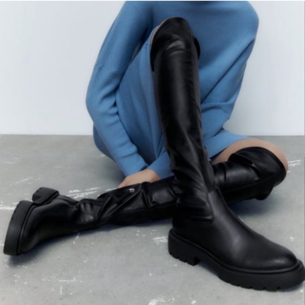 Black over the knee Zara boots
